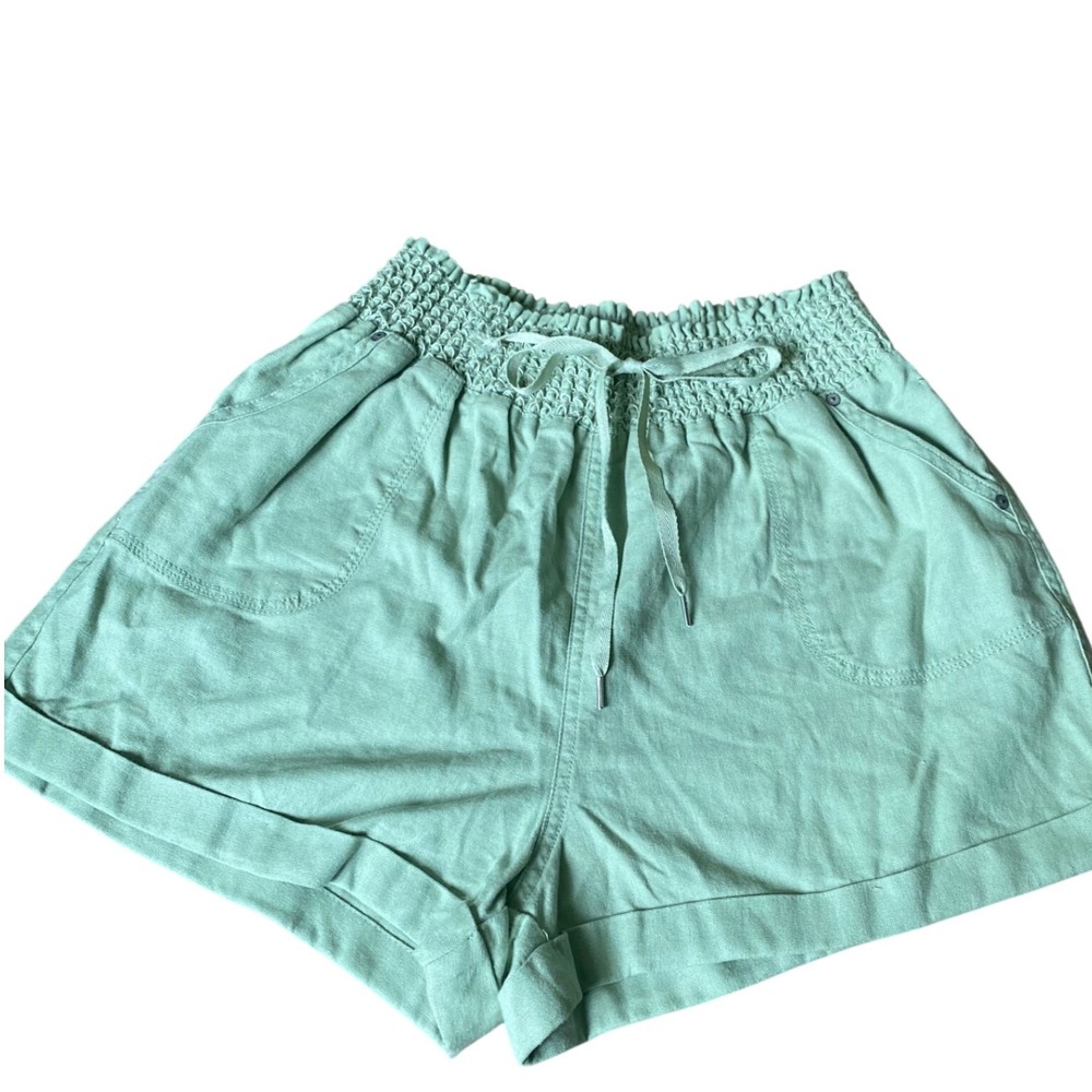 Simply Blessed Smocked‎ Waist Shorts Casual Drawstring Green XL NWT